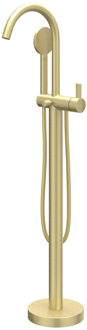 Pact Badmengkraan Vrijstaand - draaibare uitloop - 150cm - Doucheslang - satin mist handdouche - Geborsteld mat goud PVD 6303014 Goud geborsteld