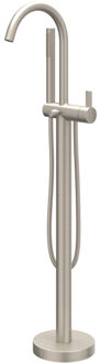 Pact Badmengkraan Vrijstaand - draaibare uitloop - 150cm - Doucheslang - Staafhanddouche - Geborsteld nickel PVD 6303073 Nickel geborsteld (RVS)