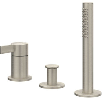 Pact Badrandcombinatie - 3-weg - mengkraan - uittrekbare handdouche - zonder uitloop - Geborsteld nickel PVD 6302103 Nickel geborsteld (RVS)