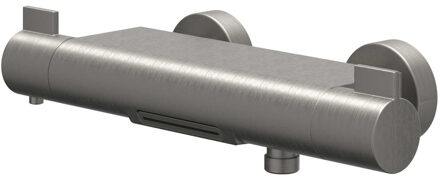 Pact Badthermostaatkraan opbouw - Cooltouch - cascade uitloop - Geborsteld metal black PVD 6302056 Metal black geborsteld (antraciet)