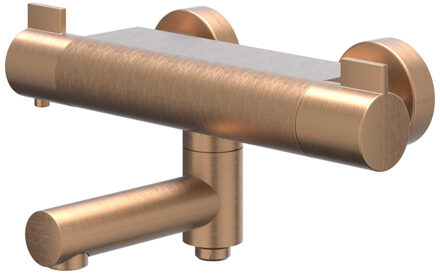 Pact Badthermostaatkraan opbouw - draaibare baduitloop - omstel - Cooltouch - Geborsteld mat koper PVD 6302005 Koper geborsteld