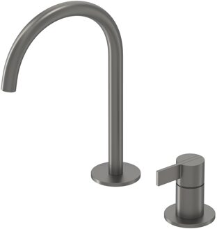 Pact Wastafelmengkraan - 2-gats - bladmontage - uitloop - coldstart - Geborsteld metal black PVD 6101306 Metal black geborsteld (antraciet)