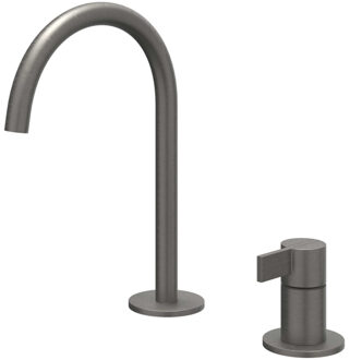 Pact Wastafelmengkraan - 2-gats - bladmontage - uitloop - coldstart - Geborsteld metal black PVD 6101306 Metal black geborsteld (antraciet)