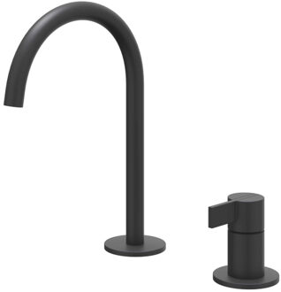 Pact Wastafelmengkraan - 2-gats - bladmontage - uitloop - coldstart - Mat zwart PED 6101302 Zwart mat