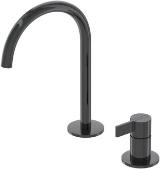 Pact Wastafelmengkraan - 2-gats - bladmontage - uitloop - coldstart - Zwart chroom PVD 6101307 Zwart Chroom glans