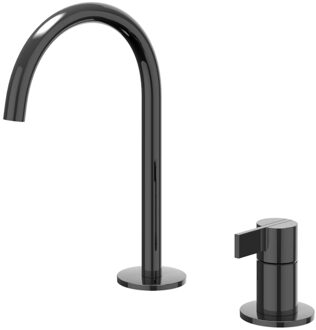 Pact Wastafelmengkraan - 2-gats - bladmontage - uitloop - coldstart - Zwart chroom PVD 6101307 Zwart Chroom glans
