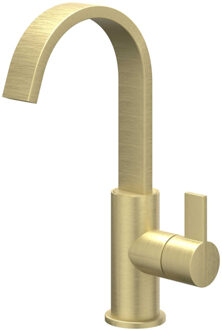 Pact Wastafelmengkraan - opbouw - draaibare cascade uitloop - coldstart - Geborsteld mat goud PVD 6101254 Goud geborsteld