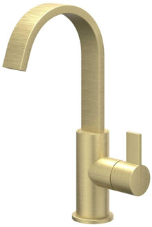 Pact Wastafelmengkraan - opbouw - draaibare cascade uitloop - coldstart - Geborsteld mat goud PVD 6101254 Goud geborsteld