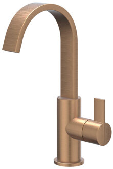 Pact Wastafelmengkraan - opbouw - draaibare cascade uitloop - coldstart - Geborsteld mat koper PVD 6101255 Koper geborsteld