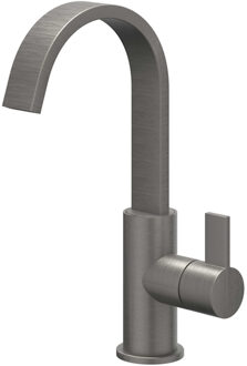 Pact Wastafelmengkraan - opbouw - draaibare cascade uitloop - coldstart - Geborsteld metal black PVD 6101256 Metal black geborsteld (antraciet)