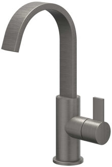 Pact Wastafelmengkraan - opbouw - draaibare cascade uitloop - coldstart - Geborsteld metal black PVD 6101256 Metal black geborsteld (antraciet)