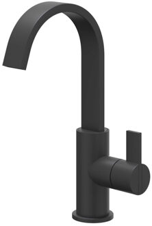 Pact Wastafelmengkraan - opbouw - draaibare cascade uitloop - coldstart - Mat zwart PED 6101252 Zwart mat