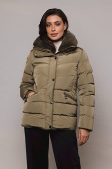 Padded jacket with faux fur collar Groen - 38