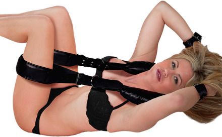 Padded Thigh Sling with Hand Cuffs - Black