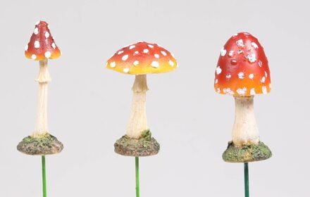 Paddenstoel op stok 7cm rood
