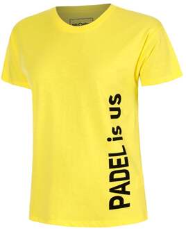 Padel Is Us T-shirt Dames-Geel,Zwart - M
