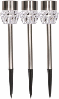Padverlichting solar LED 3 st kristal