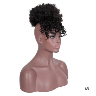 Pageup Synthetische Korte Afro Puff Haar Broodje Hoge Temperatuur Trekkoord Paardenstaart Clip In Hair Extension Kinky Puff Haar Broodje 1B