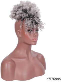 Pageup Synthetische Korte Afro Puff Haar Broodje Hoge Temperatuur Trekkoord Paardenstaart Clip In Hair Extension Kinky Puff Haar Broodje 1BT0906