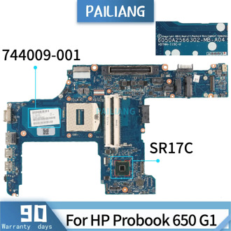 PAILIANG Laptop motherboard For HP Probook 650 G1 Core SR17C Mainboard 6050A2566302 744009-001 TESTED DDR3