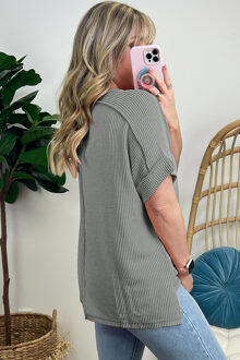 Pailletten Baseball Graphic T-shirt Grijs