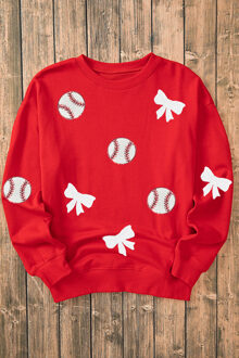 Pailletten Baseball Sweatshirt - maat 2XL Rood