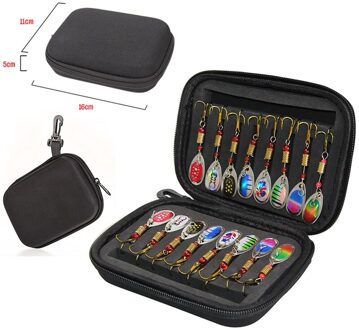 Pailletten Lokken Zak Spinner Tas Set Composiet Aas Vliegen Haken Metalen Pailletten Lepel Lokt Met Eva Hard Shell Storage Case vissen Tas 16stk reeks A