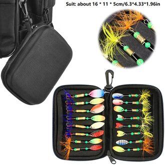Pailletten Lokken Zak Spinner Tas Set Composiet Aas Vliegen Haken Metalen Pailletten Lepel Lokt Met Eva Hard Shell Storage Case vissen Tas 16stk reeks C