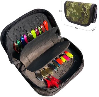 Pailletten Lokken Zak Spinner Tas Set Composiet Aas Vliegen Haken Metalen Pailletten Lepel Lokt Met Eva Hard Shell Storage Case vissen Tas 20stk reeks B