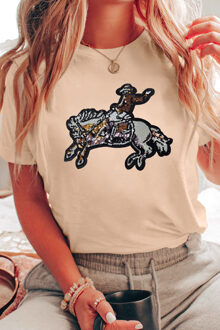 Pailletten Rodeo Ruiter T-shirt - maat 2XL Ivoor