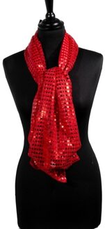 Pailletten sjaal - Rood - Disco - Glitter - Rooden Toppers Dames verkleed/carnaval accessoires
