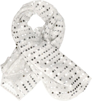 Pailletten sjaal - Zilver - Disco - Glitter - Zilveren Toppers Dames verkleed/carnaval accessoires