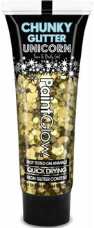 PaintGlow Chunky glittergel in tube - goud - voor lichaam en gezicht - 12 ml