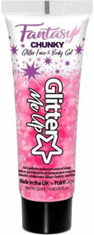 PaintGlow Chunky glittergel in tube - lichtroze - voor lichaam en gezicht - 12 ml