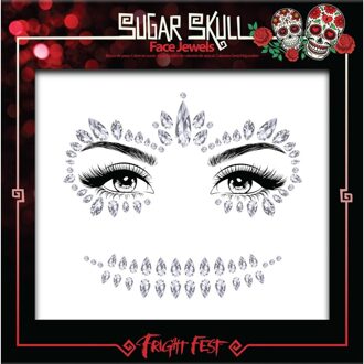 PaintGlow Face Jewels Day of the Dead - zilver - make-up steentjes - Halloween/Sugar Skull