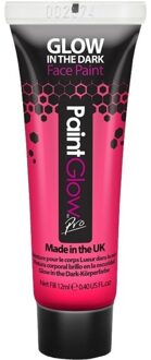 PaintGlow Neon roze Glow in the Dark schmink/make-up tube 12 ml - Lichtgevende schmink/make-up roze thema