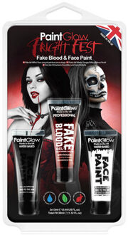 PaintGlow Paint Glow Nep bloed schmink/make up set - 3 kleuren - voor gezicht/lichaam