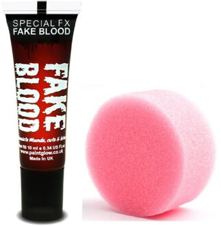 PaintGlow Vloeibaar Halloween rood tube horror namaak/nepbloed 13 ml met aanbreng sponsje