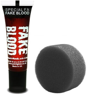 PaintGlow Vloeibaar Halloween rood tube horror namaak/nepbloed 13 ml met aanbreng sponsje