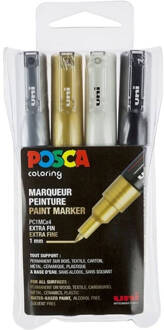 paintmarker pc-1mc, etui met 4 stuks in geassorteerde metallic kleuren Multikleur