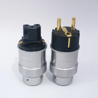Pair Hi-End Krell Gold Plated EU Power Plug IEC Audio Connector HiFi AC Power Cord Plugs For Audiophile DIY Mains Cable