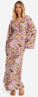 Paisley Print Crop Met Uitlopende Mouwen En Maxi Rok, Multi - 38