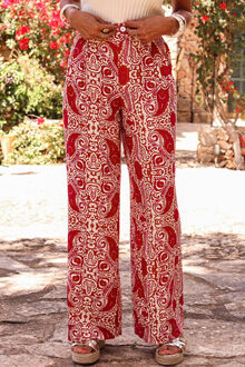 Paisley Print Wijde Pantalon Rood
