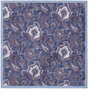 Paisley Print Zijden Zakdoek Boggi Milano , Blue , Heren - ONE Size