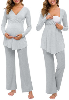 Pajamas Maternity Clothes для беременных Maternity Pajamas Fashion Solid Long Sleeve Nursing T-shirt Tops+Pants Pajamas Set Suit