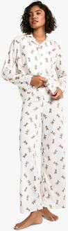 Pajamaset Met Lang Mouwen Hemd En Broek In Rendierprint, Cream - 38