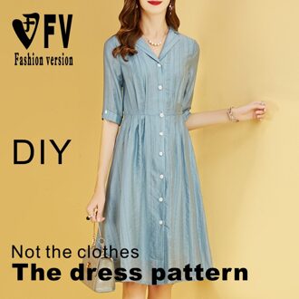 Pak Kraag Mouw Jurk Patroon Kledingstuk Naaien Patroon Dames Lange Rok Patroon BLQ-509 patroon Size 2XL