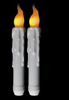 Pak Van 2 Led Elektronische Taper Kaarsen Met Timing Functie, Batterij Operated Plastic Bulk Jaar Realistische Decoratieve Kaarsen