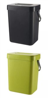 Pak Van 2 Moderne Prullenbak Muur Ing Voor Keukenkast Deur Kantoor 5L zwart groen