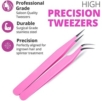 Pak Van 2 Roestvrijstalen Pincet Voor Wimper Extensions Rechte En Gebogen Pinzas De Precisión Antiestáticas 2kit Pinça Pre